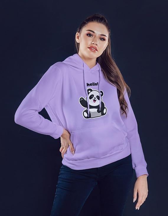 Image of Women's Printed Fleece Hoodie Sweatshirt | Soft Warm Winter Hooded Top for Women & Girls