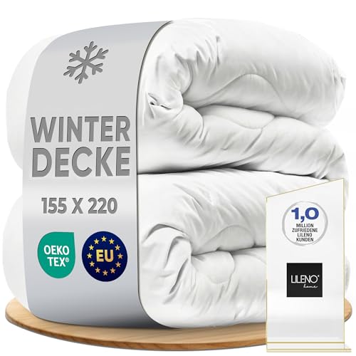 LILENO HOME Premium Bettdecke 155x220 Winter (1er Set) | 95C waschbar Sanitized| & Oeko-Tex Decke 155x220 | Allergikerfreundlich Geräuscharm & Wolkenweich | Mikrofaser Blanket Winter Made in EU