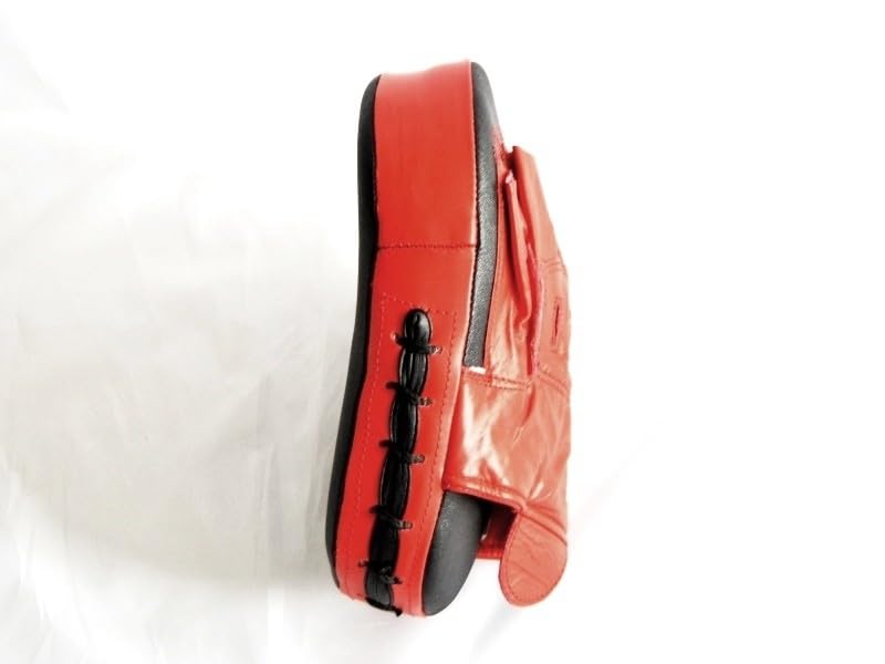 Handpratze Profi - Echtleder - gekrümmte Form - rot-schwarz - Boxen, Kickboxen, Karate