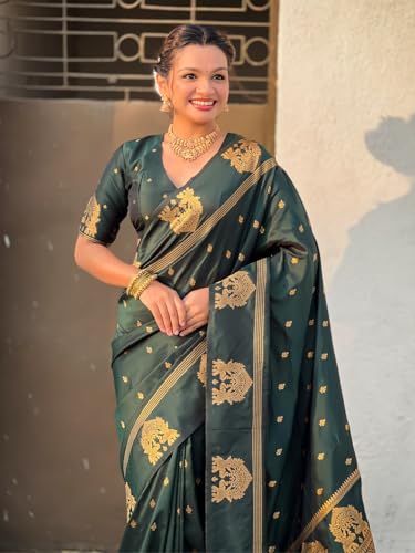 Image of SGF11 Women's Kanjivaram Pure Soft Silk Saree With Unstitched Blouse Piece