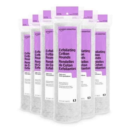 Amazon Essentials Exfoliating Cotton Round 600 Count (6 Packs of 100) (Previously Amazon Basics)