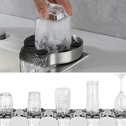 Dyna-Living Edelstahl Gläserspüler, Automatische Glasspüler Waschbecken, Glas Spüler Tassenspüler, Cup Washer Flaschenwascher, Eingebetteter Glass Rinser für küchenspüle Bar Zuhause (Pistolengrau)