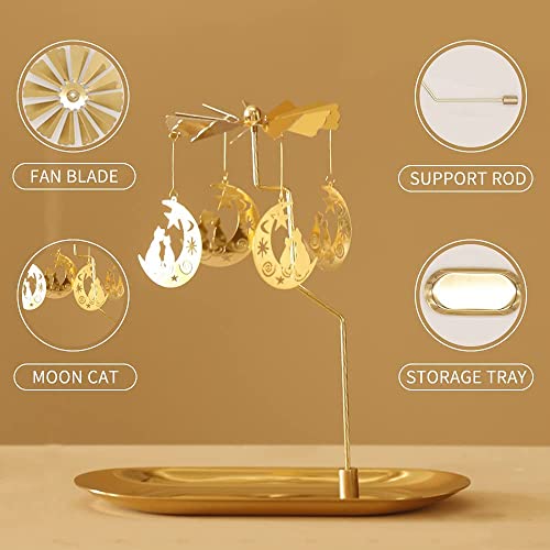 Rotating Candle Holder With Tray Carousel Fantasy Elf For Table Centrepiece Christmas Valentine's Day Party Decoration Birthday Gift (Cats On The Moon) #TOP1