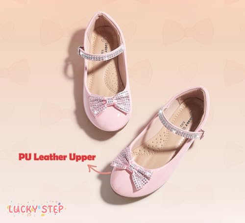 LUCKY STEP Girls Dress Flats Casual Mary Jane Ballet Shoes Bow Rhinestones Wedding Party Shoe for Little Kids3