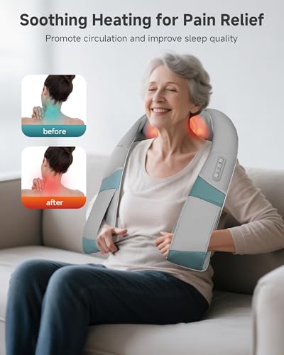 Snailax Cordless Neck Massager with Heat, Rechargeable Shiatsu Neck Back Massager for Pain Relief Deep Tissue, 4D Knead Shoulder Massager Pillow, with Portable Carry Bag, Gifts/Presents for Mom, Dad - Image 6