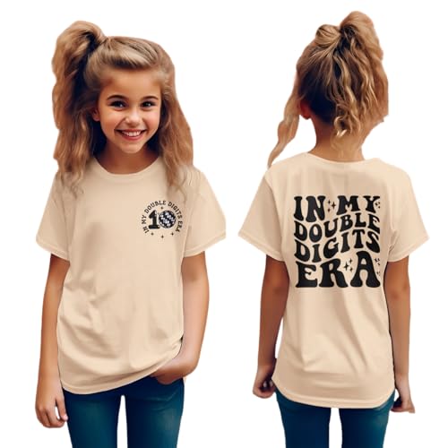 Image of IZYJOY in My Double Digits Era Shirts Girls 10th Birthday T-Shirts 10 Years Old Birthday Party Short Sleeve Summer Tee Tops