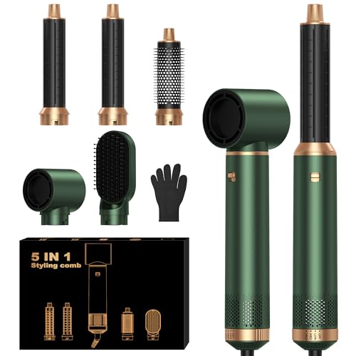 5 in 1 Hair Styler OKWRAP Airbrush 5 in 1 Airstyler Multi-Blow Dryer Brush Set with Curl, Straighten, Wavy, Smooth, Magic Styler for All Hair Types and Lengths