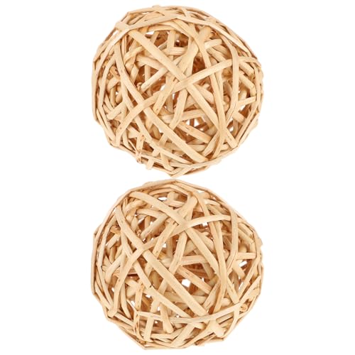 Ciieeo Lot de 2 Boules Décoratives en Rotin Osier Naturel, 10 Cm, Couleur Naturelle Rustique, Boules Tressées Artisanales pour Décoration Intérieure et...