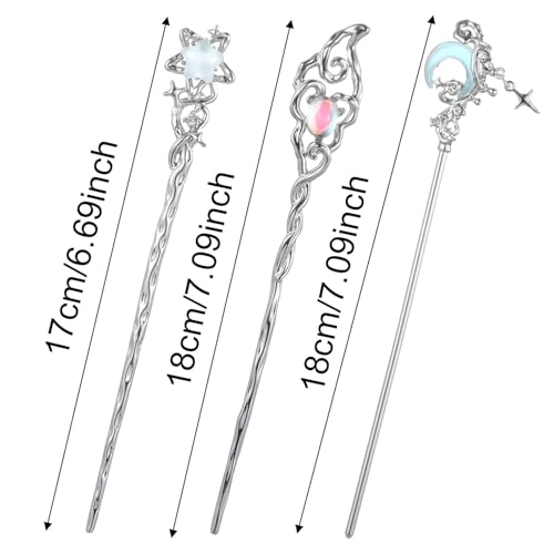 Image of Hair Sticks for Bun, Hair Chopsticks, New Chinese Style Tassel Flower Hairpins, Vintage Alloy Hair Chopsticks for Hanfu Hairs Decoration