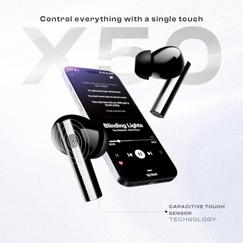 Image of BERTH X50 Wireless Earbuds 45H Playtime, Dual Pairing, 13mm Speakers, ENC, IPX5, 45ms Low Latency True Wireless Bluetooth, Fast Charging