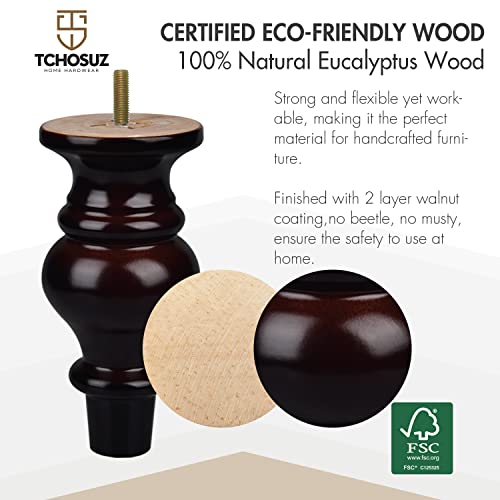 TCHOSUZ 6 inch / 14cm Wooden Furniture Legs - Image 2