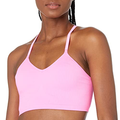 Amazon Essentials Women's Light-Support Strappy Seamless Sports Bra, Pack Of 2, Black/Bright Pink, Medium #TOP3