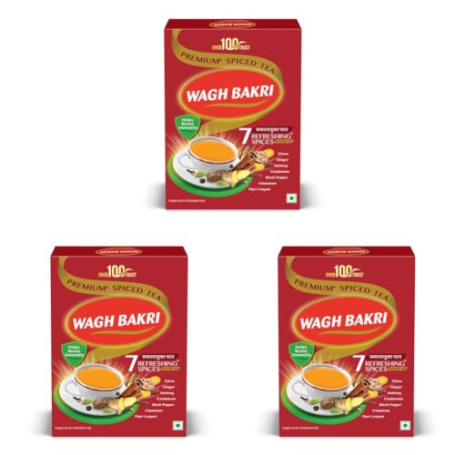 Image of Wagh Bakri Premium Spiced Tea | With 7 Refreshing Spices |500 Gram - Oolong, Granule, Oolong Tea, Granule (Pack of 3)