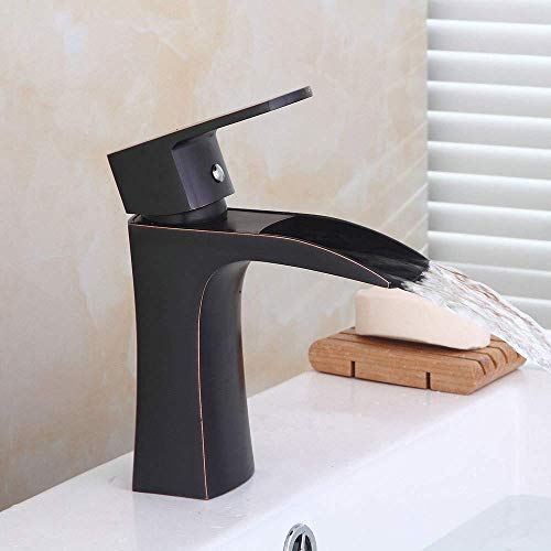 Robinet mitigeur cascade noir pour salle de bain vasque et lavabo toilette rétro - 5