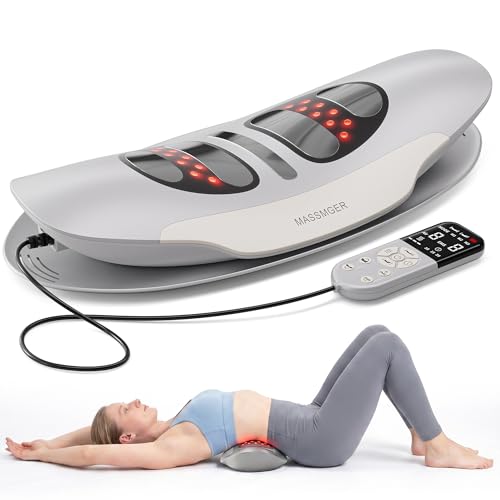 Electric Lumbar Traction Device Rechargeable Lower Back Massager with Heat Air Traction Vibration Spinal Decompression for Sciatica Herniated Disc Back Pain Relief Gift for Parents & Loved Ones