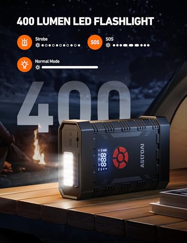 Image of AstroAl A30 Jump Starter with Air Compressor, 4000A &150PSI Portable Car Battery Jump Starter (10.0 Gas /8.0LDiesel) with Tire Inflator, 12V Battery Charger, 18W Quick Charge, Jumper Cables, Lights