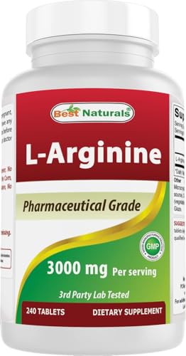 Best Naturals L-Arginine 3000mg Per Serving - 240 Tablets - Pharmaceutical Grade - Non-GMO & Gluten Free - Made in The USA