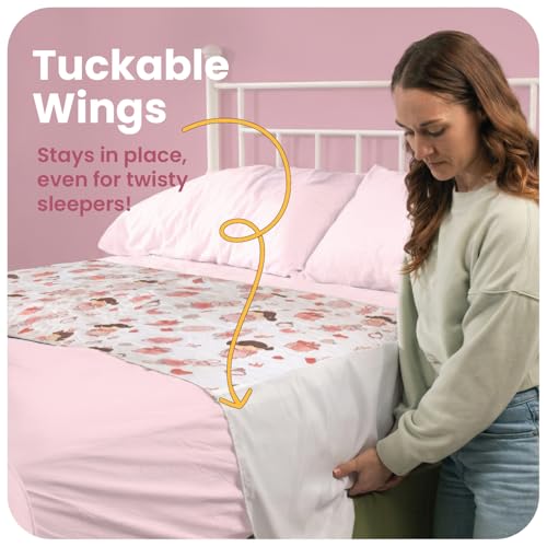 Image of IMPROVIA Pee Pads for Kids - Bed wetting Pads for Kids Potty Training Bed mats for Toddlers Waterproof Reuseable Washable Absorbent, Non Slip - Doll Design - Full Size 34 inchx52 inch