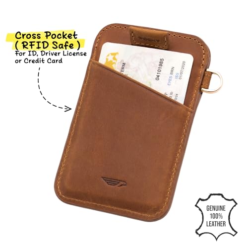 Image of POCKT Slim Card Holder Wallet For Men and Women - Minimalist Front Pocket Wallet Elastic Credit Card Holder Genuine Leather RFID Blocking Card Case Wallets, Poppy, small, Minimalist