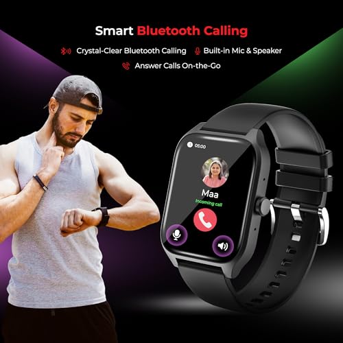 Image of Nervfit Pulse Smartwatch with 1.83 inch TrueColor+ HD Display | Bluetooth Calling | Waterproof | Heart Rate & SpO2 Tracking | Sleep & Stress Monitor | 5-Day Battery | Sports Modes (Pulse Black)