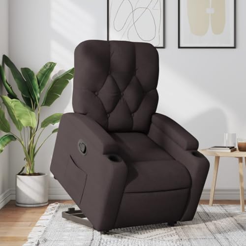 Frdhee Sillón de relax con ayuda para levantarse, tela marrón oscuro para dormitorio, vestidor, salón
