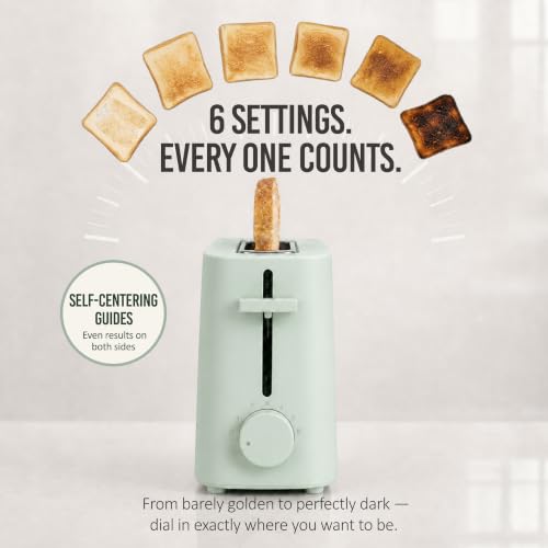Image of Nostalgia Slim 2-Slice Toaster - Wide Slot - Space-Saving Design - Adjustable Browning Dial - 10-inch Long Slot Fits 2 Slices of Bread or Bagel Halves - Drop-down Crumb Tray - Sage