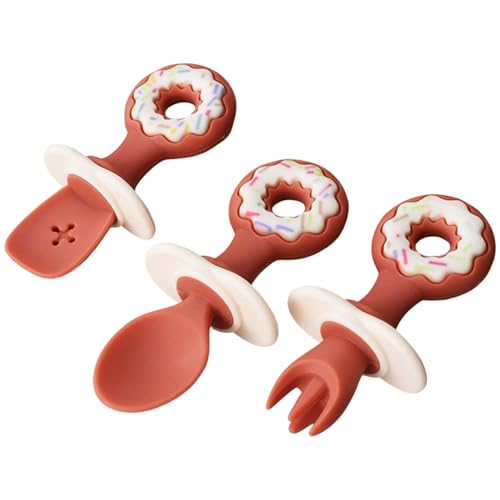 Juego de 2 cucharas de silicona para bebé, juego de tenedores LED para bebé, antiestrangulamiento, primeros utensilios de alimentación, cuchara, cubiertos, cubiertos