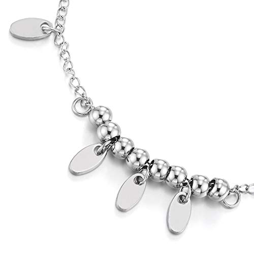 Coolsteelandbeyond Stainless Steel Anklet Bracelet With Dangling Charms Of Oval Leaves #TOP1