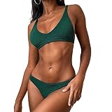 ZAFUL Damen Bikinis Triangle Bikini Set Badeanzug Push-up Bademode Swimsuit Swimwear(Grün L)
