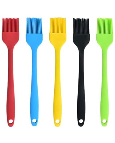 TOZBLEU Pennelli cucina,5 pcs Spazzola per alimenti, pennelli da pasticceria, per cottura al forno, barbecue, griglia, torte, carne, marinatura, resistenti al calore