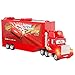 Cars Camión Mack Track Talkers Coche de juguete con sonidos, almacena 2 vehículos, juguete para niños +3 años (Mattel GYK60)