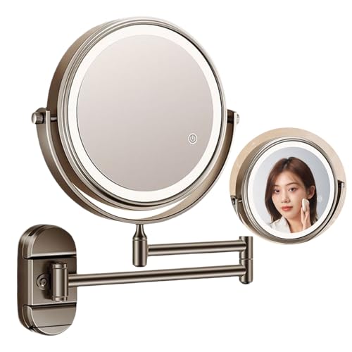 Miroir maquillage grossissant LED salle de bain miroir double face réglable 360