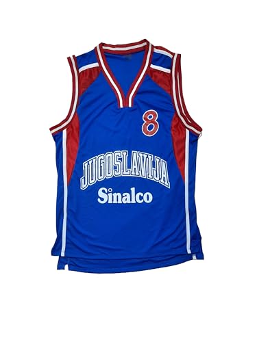 Maillot Peja Stojakovic 8 Yougoslavie sans manches bleu style vintage
