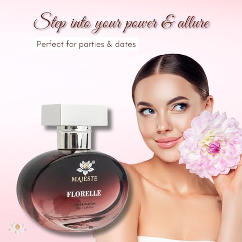 Image of Florelle Luxury Woman Eau De Parfum With Mandarin Orange, Fruits & Patchouli Premium, Long Lasting Floral (Pheony Rose) & Woody Fragrance Liquid EDP For Women, 50ml - Pack of 2