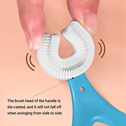 CaiTang 2 U-vormige tandenborstels voor kinderen, siliconen tandenborstel voor kinderen van 2 tot 12 jaar, handmatige tandenborstel in U-vorm met siliconen borstels, volledige gebitsreiniging (roze + blauw) - Image 7