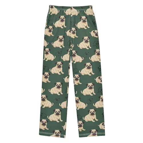 PDYRLEN Pajama Bottoms, Comic Pug Dogs Pajamas Pant Lounge Wear Elastic Waist Sleep Long Pants Casual Sleepwear Pjs
