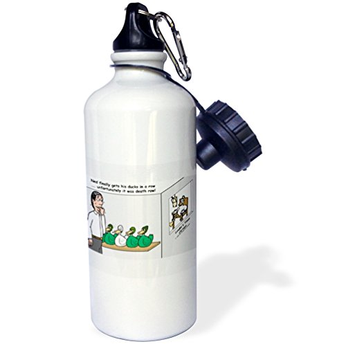 3dRose Ducks Death Row-Sports Botella de agua, 21 oz (wb_2946_1), aluminio, color blanco