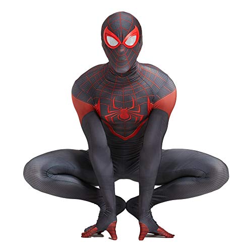 Bodysuit Unisex Erwachsene Kinder Spiderman Kostüm Schwarz Ps5 Miles Morales Costume with Mask Children Black Game Movie Fans-Kid S