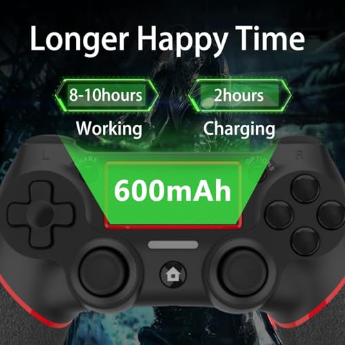 Image of SZYUYU Wireless Controller for Ps4 Romote Compatible with Ps4 /Slim /Pro /Windows PC, Controller for Ps4 with 3.5mm Audio Jack, Touch Pad,Six Axis Motion Control, Charging Cable(BLACK RED)