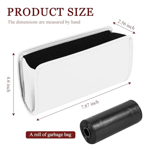 Image of Hovom Car Trash Can, Leather Waterproof Automotive Garbage Can with Trash Bag, Hanging Mini Vehicle Trash Bin, Small Auto Door Organizer Storage Pouch, Universal Car Accessories (White)