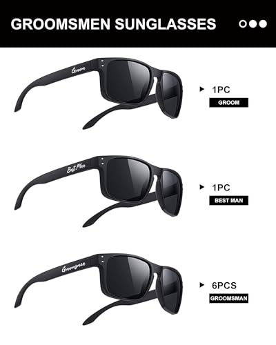 7 Pack Groomsmen Sunglasses - Team Groom Sunglasses Set for Groomsman Proposal Gifts, Bachelor Party Favors3