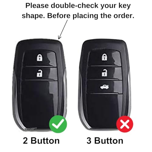 Image of KEYCEPT Classic Leather for Toyota Innova, Crysta, Fortuner, Hilux, Legender, Innova HyCross, Land Cruiser 2 Button Smart Key with Keychain (Type 2).