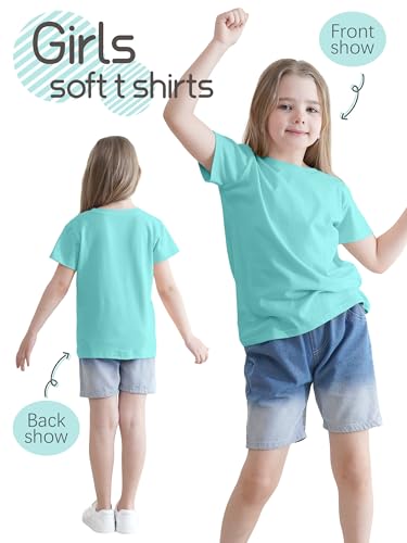5 Pack Girls Shirts Short Sleeve Shirt for Girls Soft Cotton Tees Kids Tshirts Clothes Summer Tops T-Shirt4