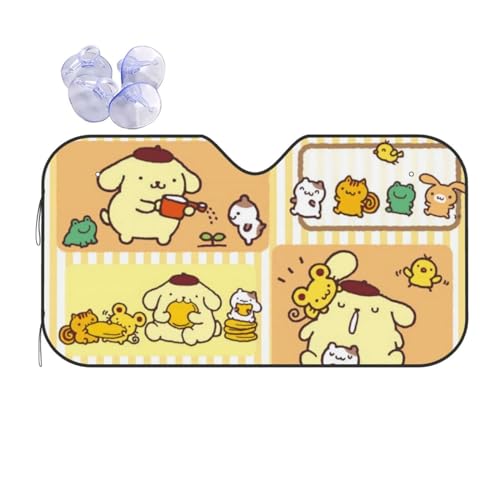 車用サンシェード ポムポムプリン (2) アニメキャラクター フロントサンシェード 日除け 軽自動車 吸盤 UVカット 車窓日よけ 紫外線カット 日焼け防止 簡単取り付け 車用品 2サイズ選択 130x70cm W122