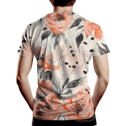 Hawaii Mens Colorful Floral T-Shirt Summer Casual Tropical Floral Printed Short Sleeve T-Shirts Tee3
