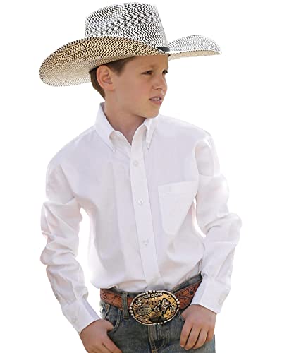 Cinch Boys' White Twill Shirt