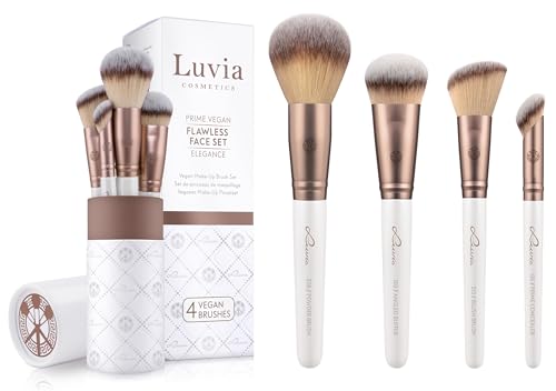Set de pinceaux de maquillage Luvia, Flawless Face Set, 4 pinceaux cosmétiques véganes, pinceaux de maquillage