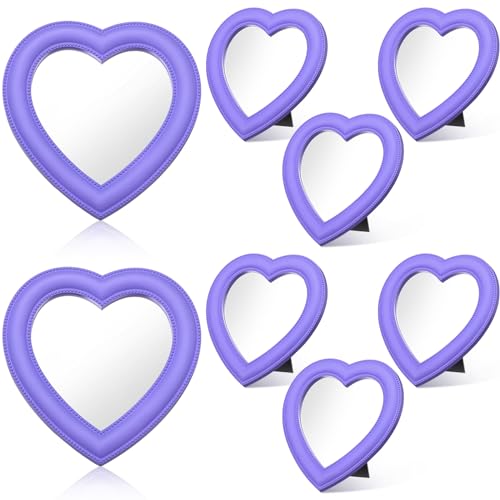 GlikCeil Espejos en Forma de Corazón Morados, Pack de 8