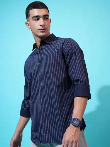 Image of Highlander Men's Slim Fit Striped Shirt | Full Sleeves | Everyday Wear Stylish Shirt for Men