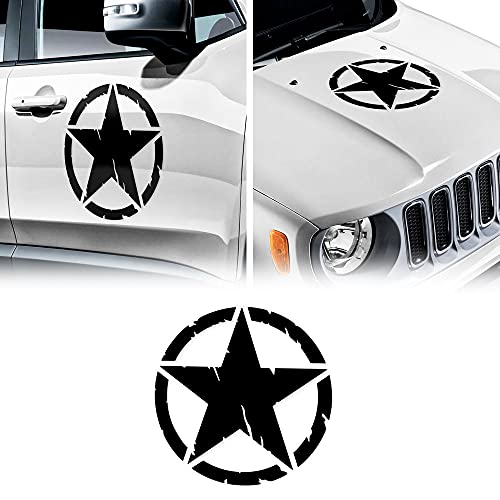 4R Quattroerre.it 2 x 17110 Army Star Army Star Stickers for Jeep Renegade Car Bonnet Front Door Diameter 33 cm Matt Black